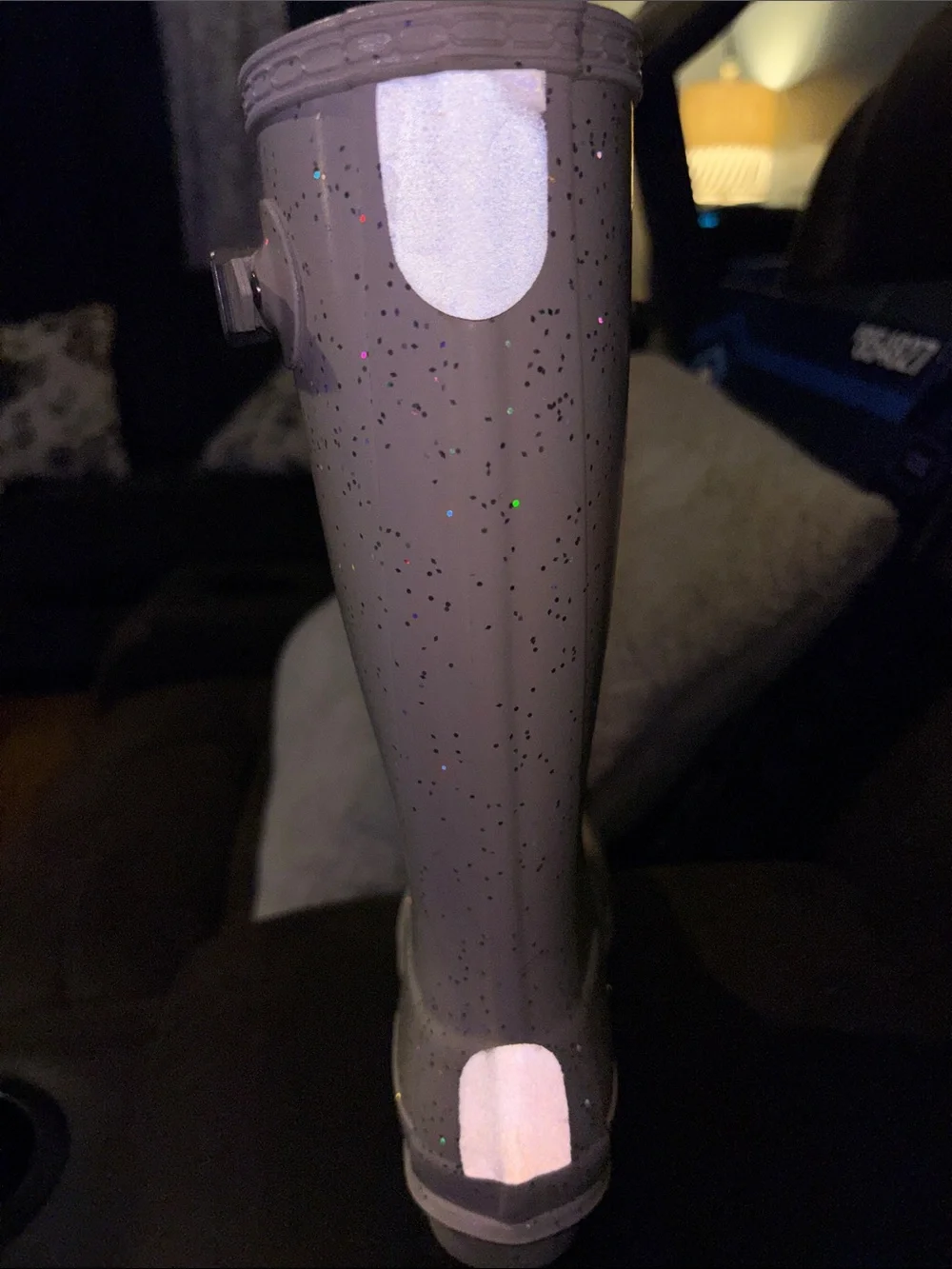 Hunter Cream Glitter Tall Rain Boots